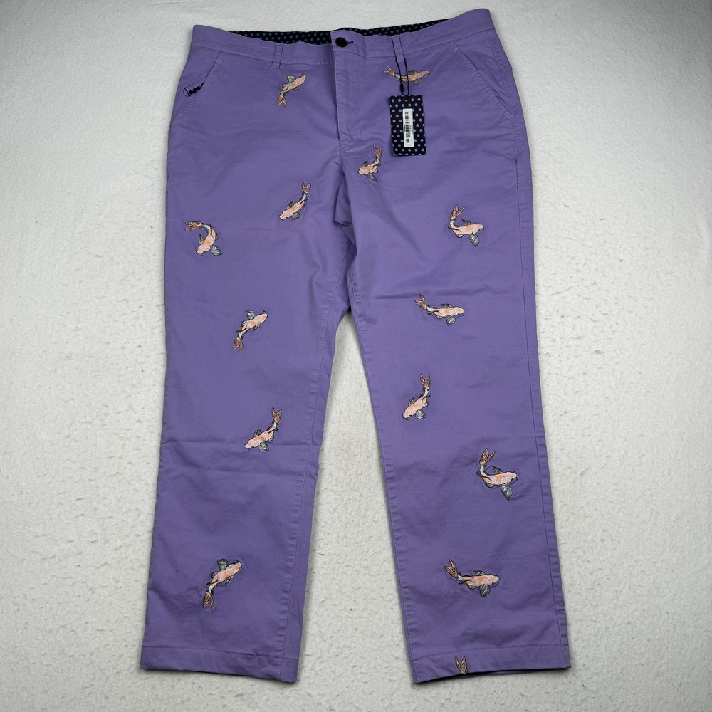 Lords Of Harlech Pants Mens 38x32 (38x28 actual) Purple Charlie Pant Fish Chino